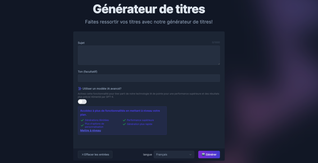 Générateur de titres easy peasy