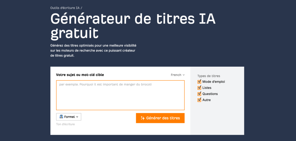 Générateur de titres IA d'ahrefs