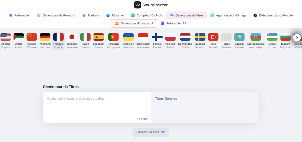 Générateur de titres gratuit Neural Writer